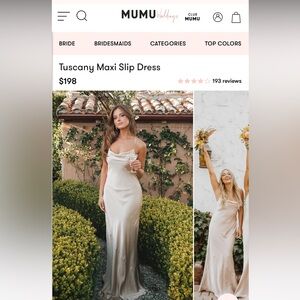 Show Me Your Mumu Tuscany Maxi Slip Dress Medium in Champagne